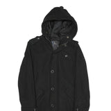G-STAR Mens Black Wool Blend Hooded Button Jacket S Wool Blend Hooded Coat