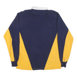 MC CARTHY Mens Navy & Yellow Long Sleeve Rugby Style Polo Shirt M Cotton Blend