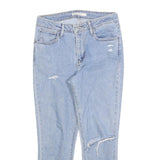 LEVI'S 721 Womens Slim Light Blue Denim Stone Wash W28 L25 Distressed Jeans