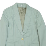 Womens Blue Classic Plain Blazer Jacket M Polyester Blend Button Up