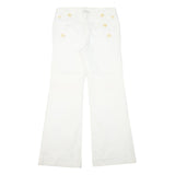 BANANA REPUBLIC Womens White Regular Bootcut Trousers W30 L31 Cotton Blend Zip