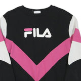 FILA Womens Black & Pink Colourblock Crew Neck S Sweatshirt Cotton Blend