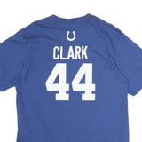 NFL Mens Blue Colts 44 Clark Graphic T-Shirt L Short Sleeve Crew Neck Cotton