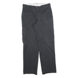 DICKIES Mens Cotton Blend Black Regular Straight Trousers W29 L30 Workwear Zip