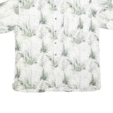 CARIBBEAN BLUES Mens White & Green Pattern Shirt XL Relaxed Fit Lightweight