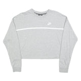 NIKE Womens Grey Crew Neck M Cotton Blend Sweatshirt Long Sleeve Casual