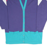 LAUREN HANSEN SPORT Womens Purple & Pink Patterned Button Up Cotton Blend Jumper