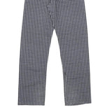 REPLAY Womens Regular Fit Blue Check Straight Leg Trousers W26 L30 Cotton Zip