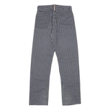 REPLAY Womens Regular Fit Blue Check Straight Leg Trousers W26 L30 Cotton Zip