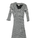 KAREN MILLEN Womens Black & White Fit & Flare Woven Striped Midi Dress XS