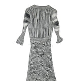 KAREN MILLEN Womens Black & White Fit & Flare Woven Striped Midi Dress XS