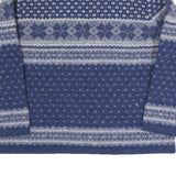 SUSAN BRISTOL Girls Blue Patterned Wool Jumper Button Up Round Neck Chunky Knit