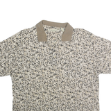 MUNSINGWEAR Mens Beige & Black Leaf Print Short Sleeve Polo Shirt XL Cotton