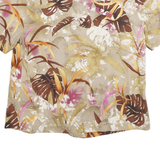 ALFRED DUNNER Womens Beige Brown & Pink Rayon Shirt S Short Sleeve Button Up