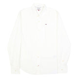 HILFIGER DENIM Mens White Shirt S Cotton Blend Classic Long Sleeve Button Collar