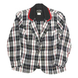 MELISSA Womens Black & White & Red Checked Blazer Jacket UK 10 Polyester Blend