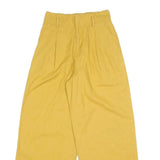 Womens Relaxed Fit Yellow Cotton Blend Wide-Leg Trousers W25 L26 Casual Zip