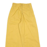 Womens Relaxed Fit Yellow Cotton Blend Wide-Leg Trousers W25 L26 Casual Zip