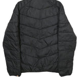 ELLESSE Mens Black Grey & White Hooded Quilted Jacket L Polyester Zip