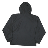 CHAMPION Mens Black Hooded Nylon Jacket M Plain Zip Pullover Lightweight