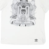 ADIDAS Mens White Graphic T-Shirt XL Short Sleeve Round Neck Cotton Blend