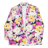 DELILA Womens Black Yellow & Pink Floral Jacket L Polyester Blend Button