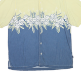 OP Mens Yellow & Blue Floral Print Cotton Shirt L Casual Summer Beachwear