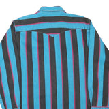 MIDWEST GARMENT Mens Blue & Black Stripe Cotton Blend Shirt M Button-Down Collar