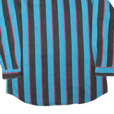 MIDWEST GARMENT Mens Blue & Black Stripe Cotton Blend Shirt M Button-Down Collar