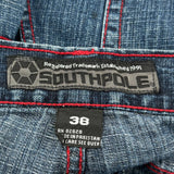 Southpole Contrast Stitch Denim Shorts - 38W 11L Blue Cotton