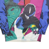 LOFFLER Mens Blue & Maroon Abstract Graphic T-Shirt XL Long Sleeve 1/4 Zip