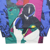 LOFFLER Mens Blue & Maroon Abstract Graphic T-Shirt XL Long Sleeve 1/4 Zip