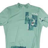 Mens Green Polyester Blend Graphic T-Shirt L Short Sleeve 1/4 Zip Sporty