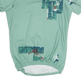 Mens Green Polyester Blend Graphic T-Shirt L Short Sleeve 1/4 Zip Sporty