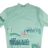 Mens Green Polyester Blend Graphic T-Shirt L Short Sleeve 1/4 Zip Sporty