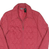 DKNY Womens Pink Quilted Zip Jacket S Polyester Lightweight Warm Outerwear