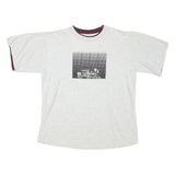 BELTON Mens White & Maroon Vintage T-Shirt L Short Sleeve Crew Neck Railroad