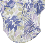 Womens Blue Green Printed Blouse Short Sleeve V-Neck XL Lightweight Shirt