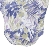 Womens Blue Green Printed Blouse Short Sleeve V-Neck XL Lightweight Shirt