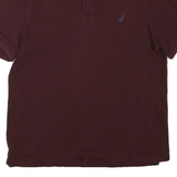 NAUTICA Mens Maroon Short Sleeve Plain M Cotton Blend Polo Shirt