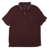 NAUTICA Mens Maroon Short Sleeve Plain M Cotton Blend Polo Shirt