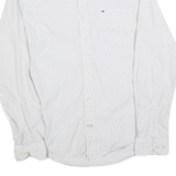 TOMMY HILFIGER Mens White & Navy Check Shirt S Custom Fit Classic Button-Down