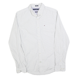 TOMMY HILFIGER Mens White & Navy Check Shirt S Custom Fit Classic Button-Down