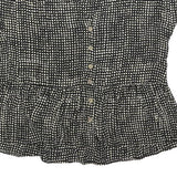 LAURA ASHLEY Womens Black & Cream Printed Top Short Sleeve V-Neck UK 6 Summer