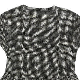 LAURA ASHLEY Womens Black & Cream Printed Top Short Sleeve V-Neck UK 6 Summer