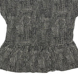 LAURA ASHLEY Womens Black & Cream Printed Top Short Sleeve V-Neck UK 6 Summer