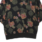 Womens Black Patterned Zip Jacket XL Polyester Blend Classic Casual Outerwear