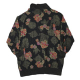 Womens Black Patterned Zip Jacket XL Polyester Blend Classic Casual Outerwear