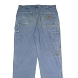 CARHARTT Mens Relaxed Light Blue Denim Jeans W38 L34 Workwear Utility Zip