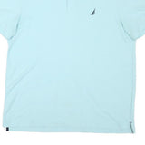 NAUTICA Mens Blue Short Sleeve Plain Polo Shirt L Cotton Blend Casual Summer